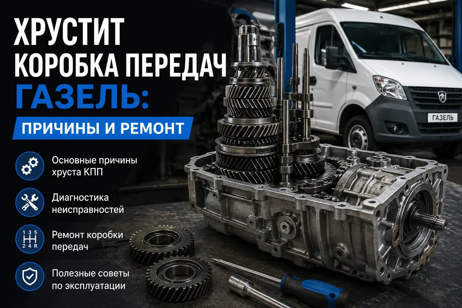 Хрустит коробка передач Газель: причины и ремонт