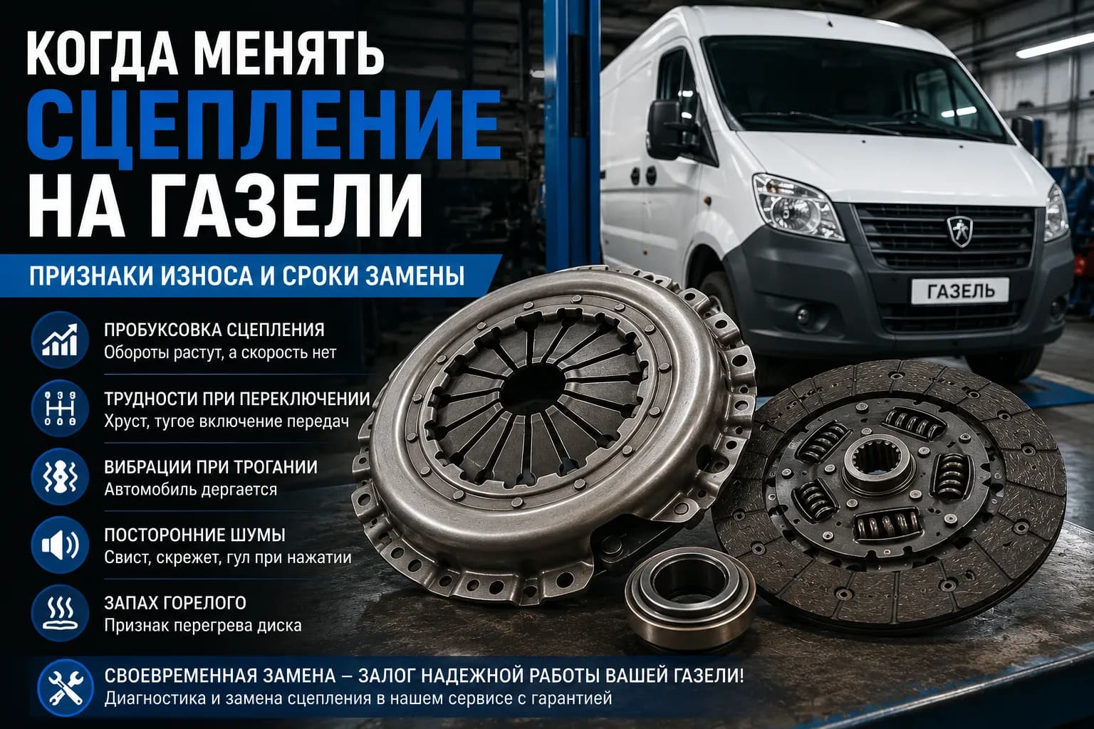 Когда менять сцепление на Газели: признаки износа и сроки замены