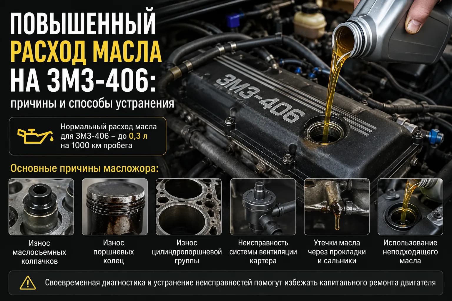 Повышенный расход масла на ЗМЗ-406: причины и способы устранения